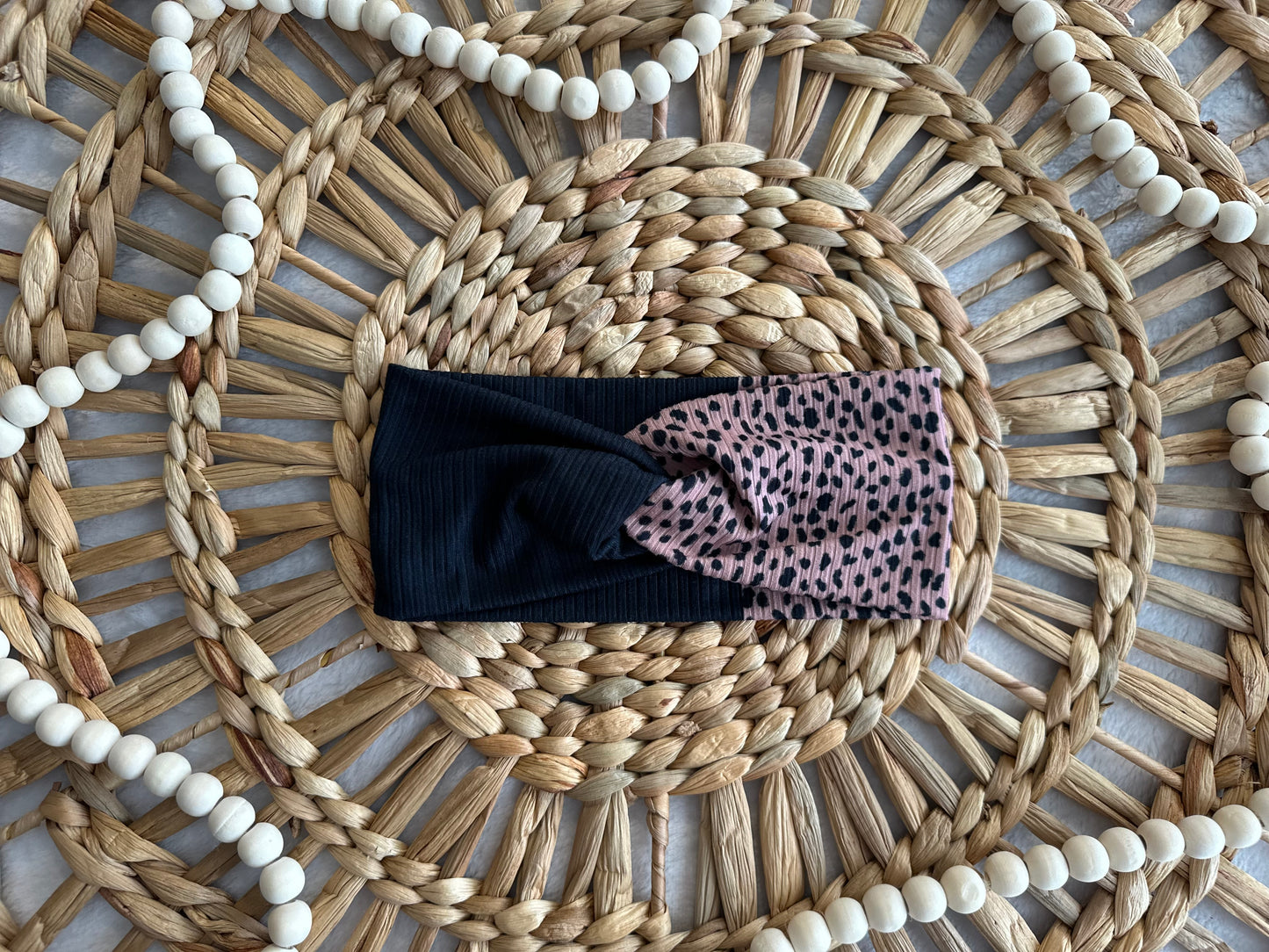 Adult Twist Headband Messy Brown Dalmatian