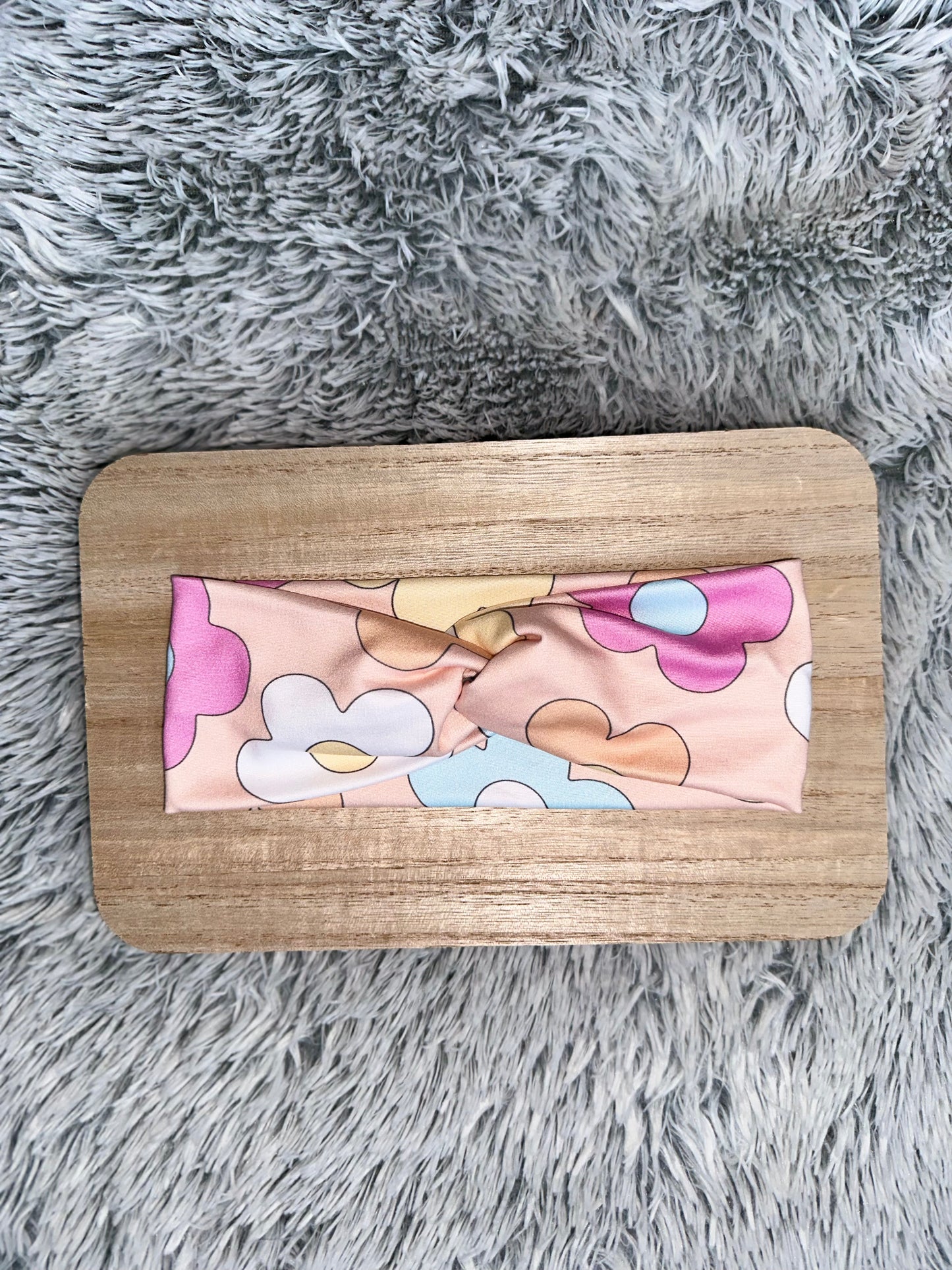 Adult Twist Headband Peach Floral