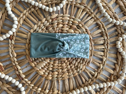 Adult Twist Headband Sage Floral