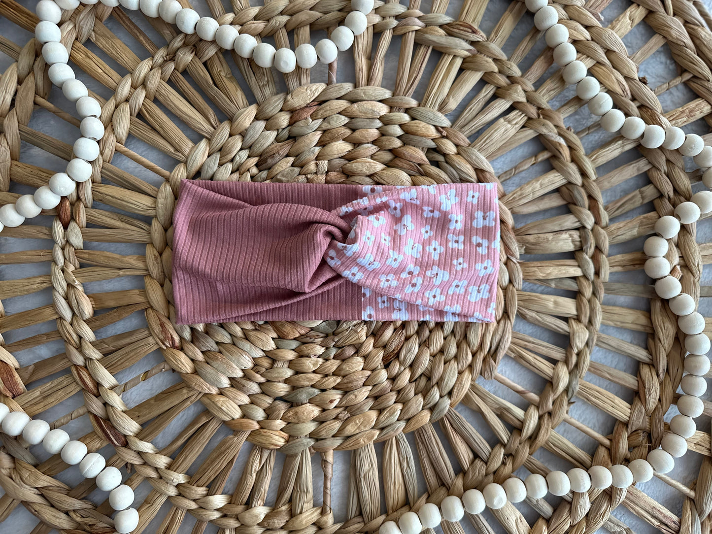 Adult Twist Headband Pink Floral