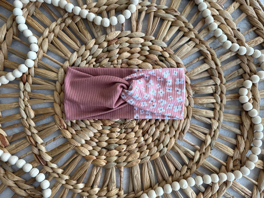 Adult Twist Headband Pink Floral